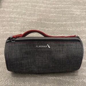 Gray and Red Unisex Toiletry Pouch Bag
